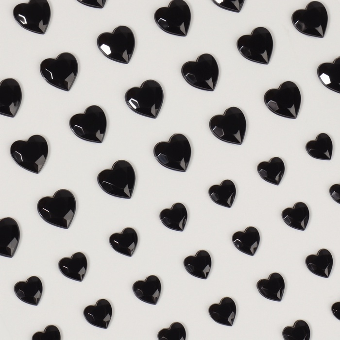 Стразы для декора ногтей &laquo;Сердечки&raquo;, на клеевой основе, цвет чёрный