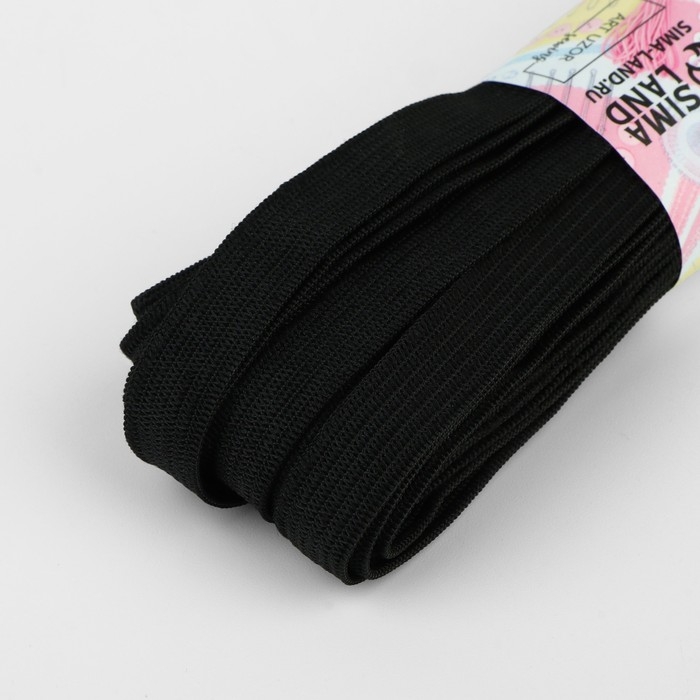 Резинка вязаная, 10 мм, 10 &plusmn; 0,5 м, цвет чёрный