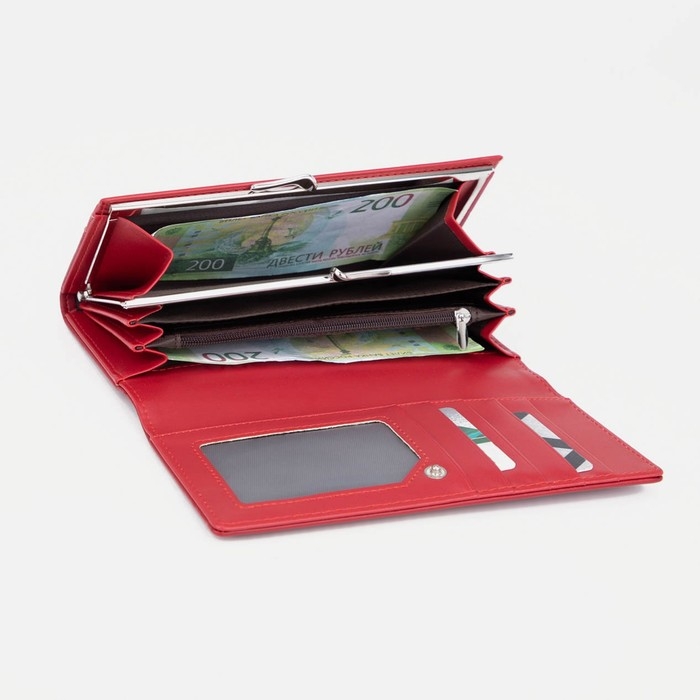 Кошелёк женский на кнопке, цвет красный