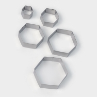 Формы печенья Доляна &laquo;Шестиугольник&raquo;, набор 5 шт., 9.6&times;8.3&times;2.5 см, нержавеющая сталь, серебристые