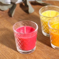 Свеча ароматическая в стакане (набор 3 шт) по 50 мл, 10 ч, 32 гр, ЗЕМЛЯНИКА, МАНГО, ЦИТРУС