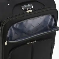 Чемодан 28", Текст, 47*29*77, отд на молнии, 2 нар/карм, увелич, код замок, 4 колеса, черный   10872