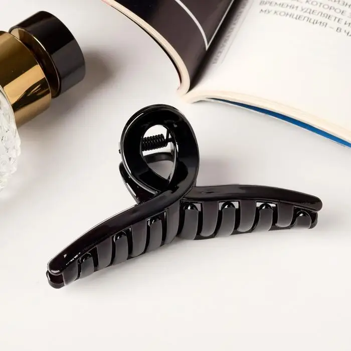 Крабик для волос &laquo;Глянец&raquo;, утончённая петля, 9&times;3.5 см, чёрный