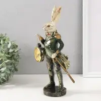 Сувенир полистоун с часами "Заяц в военном камзоле" 9,5х12х30 см