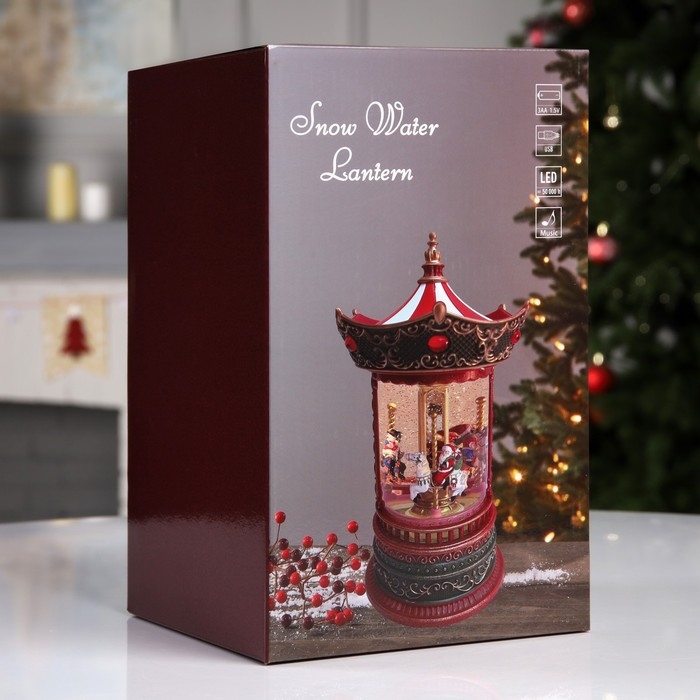 Светодиодная фигура &laquo;Карусель&raquo; 15.4 &times; 25 &times; 15.4 см, пластик, батарейки ААх3 (не в комплекте), USB, свечение тёплое белое