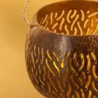 Подсвечник подвесной из кокоса, 9-12 см, коричневый