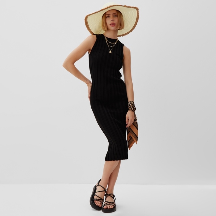 Платье женское вязаное MINAKU: Knitwear collection цвет черный р-р 44