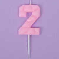 Свеча для торта &laquo;Цифра 2&raquo;, светло-розовая