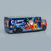 Подарочная коробка Новогодняя Фура &laquo;Новогодний пилотаж&raquo; с анимацией 36&times;15&times;10 см