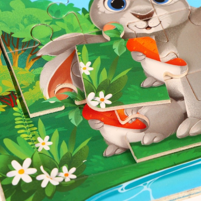 Пазлы &laquo;Милые зайчата&raquo;, 16 элементов, 14&times;14 см