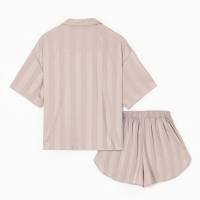 Пижама женская (рубашка и шорты) KAFTAN SILK "Полоска" р.44-46, бежевый Пижама женская (рубашка и шорты) KAFTAN SILK "Полоска" р.44-46, бежевый