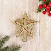 Звезда на ёлку (верхушка) золотая нить, 12 см, микс