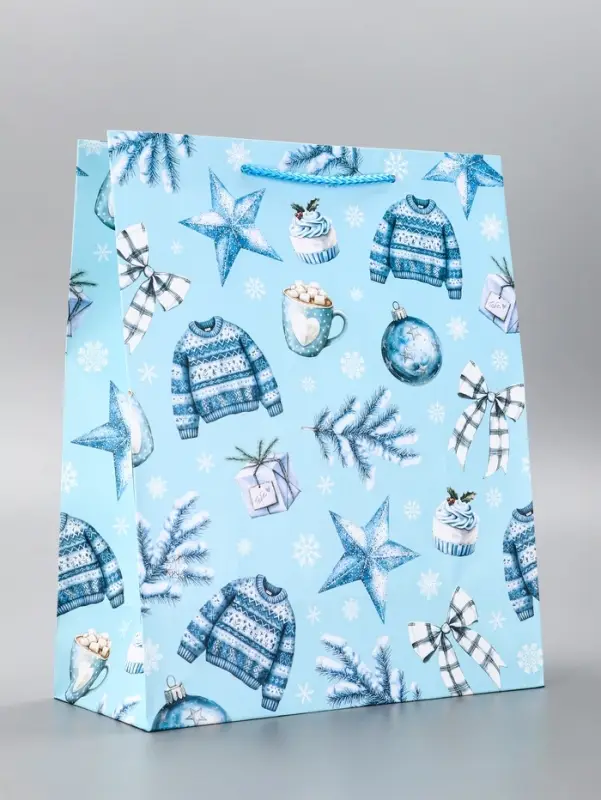 Пакет подарочный новогодний ламинированный, &laquo;Новогодние игруки &raquo; , 26&times;12&times;32 см