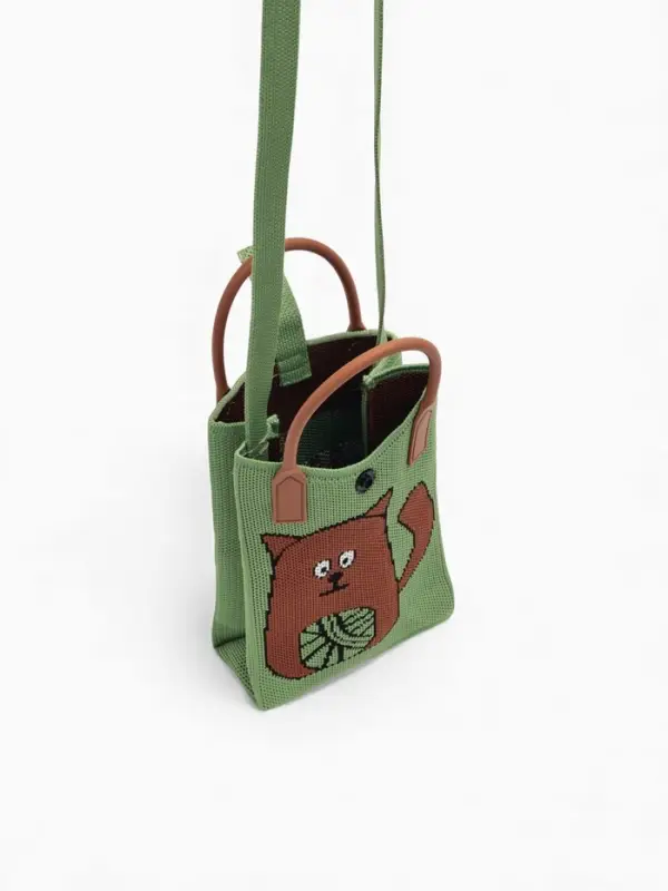 Сумка подр Коты, 12*4*17, отд на кнопке, дл ремень, зеленый