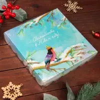 Коробка для печенья, &laquo;Снегири&raquo;, 18&times;18&times;3 см, Новый год