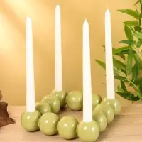 Подсвечник на 4 свечи &laquo;Бусы&raquo;, с 12 сферами, 20.5&times;20.5&times;5.5 см, оливковый