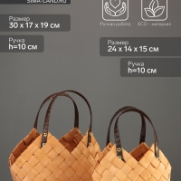 Набор корзин плетёных, 2 шт., 30&times;17&times;19 см, 24&times;14&times;15 см, ива, натуральный цвет