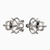 Зажим для кардигана "Ажур", цветы, цвет синий в серебре