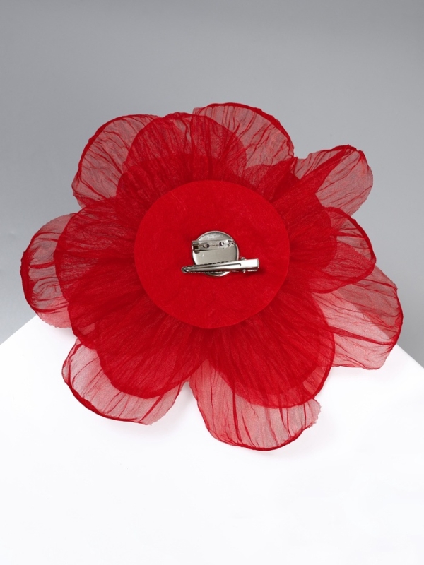 Брошь текстильная &laquo;Цветок&raquo; объемный, невесомый,цвет красный
