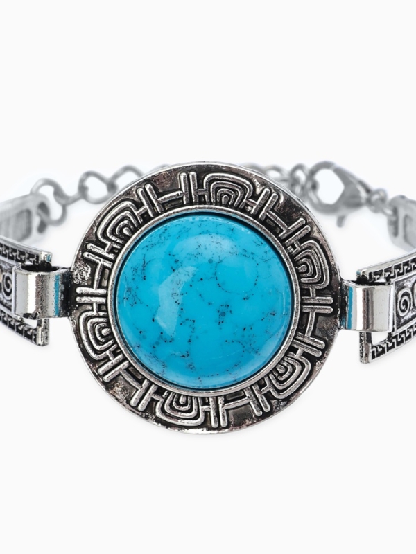 Браслет ассорти &laquo;Бирюзовый мир&raquo; круг, цвет голубой в серебре, L=19 см