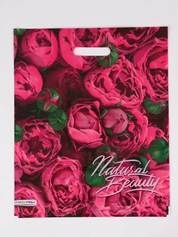 Пакет "Розовые бутоны, полиэтиленовый с вырубной ручкой, 38х45 см, 60 мкм