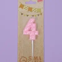 Свеча для торта &laquo;Цифра 4&raquo;, светло-розовая