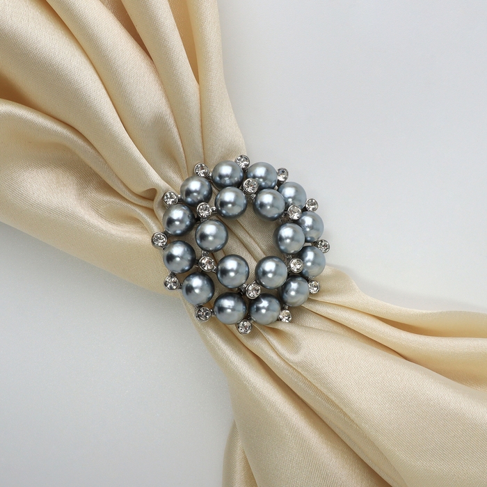 Зажим для платка &laquo;Жемчужинка&raquo;, цвет серый в серебре