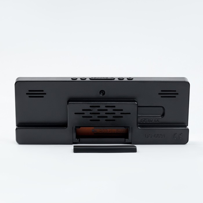 Часы электронные настольные будильник с термометром, 17.5 х 6.8 см, зеленая индикация