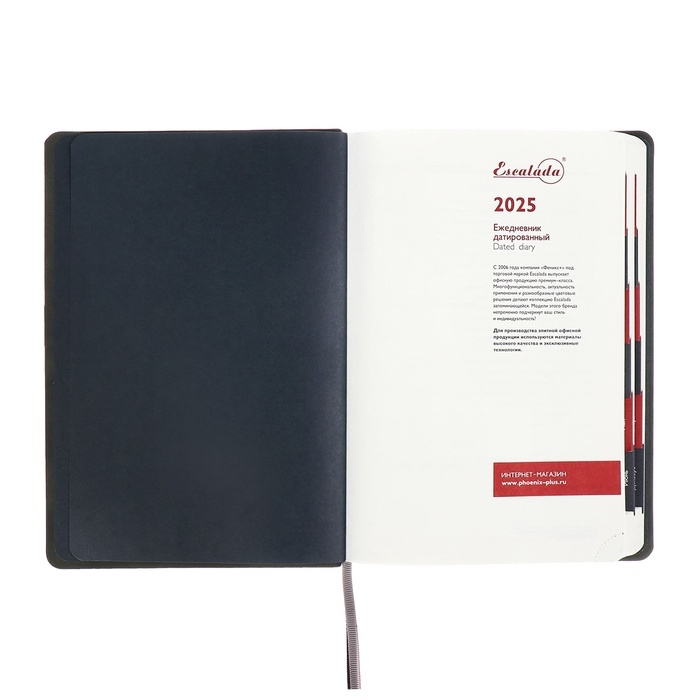 Ежедневник датир 2025г А5 176л ESCALADA, тв обл, иск кожа, бл тис,ляс,кр бл 70г/м2,синий