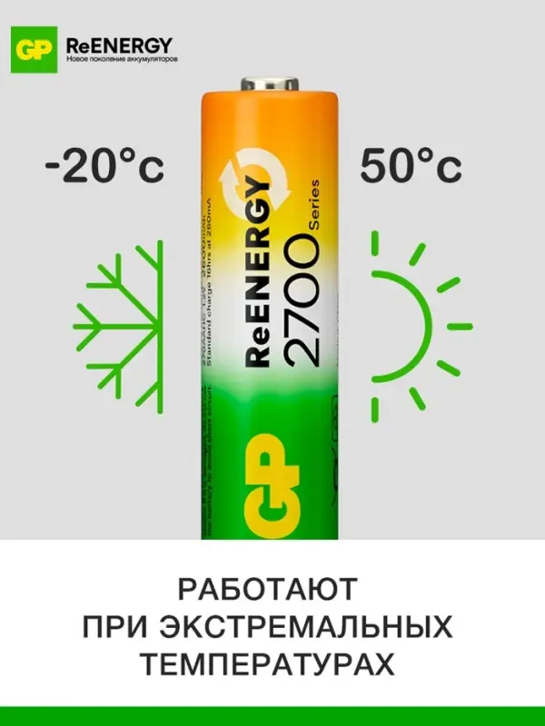 Аккумулятор GP, Ni-Mh, AA, HR6-4BL, 1.2В, 2700 мАч, блистер, 4 шт.