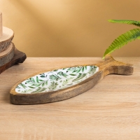 Блюдо в форме рыбки "Оливковая ветвь" дерево манго 32х11,5х2 см