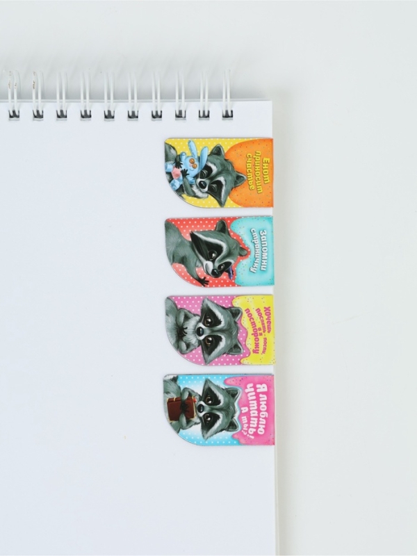 Закладки магнитные для книг, 4 шт &laquo;Читаем вместе с енотом&raquo;