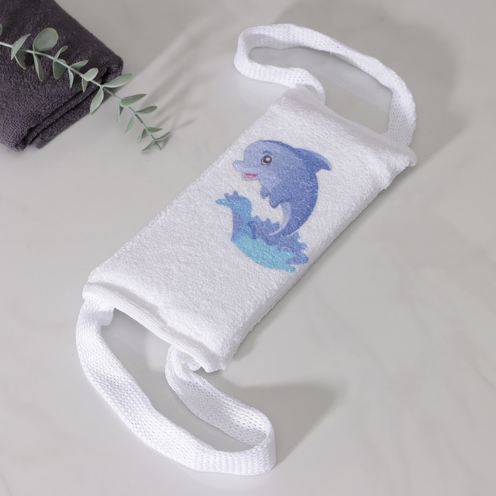 Мочалка-лента для тела хлопковая Доляна &laquo;Дельфин&raquo;, 10,5&times;25 см