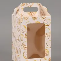 Пасхальная коробочка с окном и с ручкой "Золотые яйца" 10 х 10 х 15 см