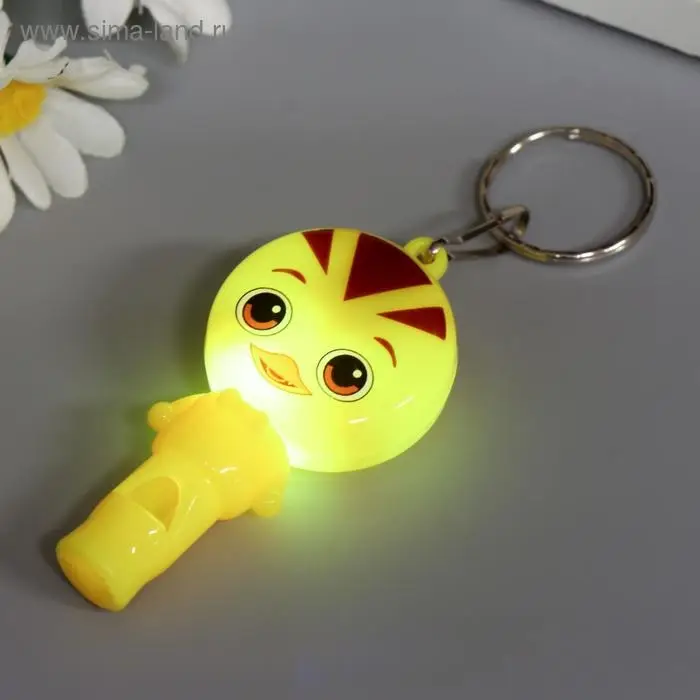 Фонарик брелок для ключей на кольце &laquo;Утёнок&raquo;, свисток, мигает 6&times;3.2&times;1.3 см, МИКС