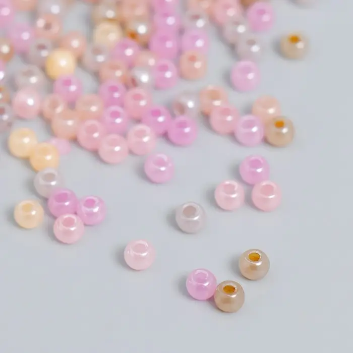 Бисер стекло 6/0 "Карамельно-розовый меланж" 10 гр