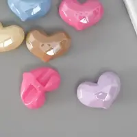 Бусина для творчества пластик "3D сердце с гранями" пастель МИКС 2,4х3,3х1,4 см