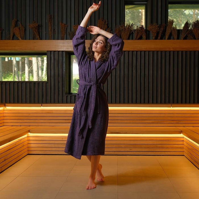 Халат махровый LoveLife Халат махровый LoveLife "Royal" цвет светло-фиолетовый размер 42-44 (S) 100% хлопок, 330 гр/м2