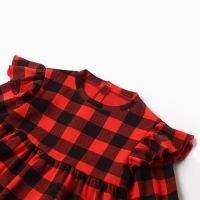 Платье детское с рюшами KAFTAN "Клеточка" размер 32 (110-116) Платье детское с рюшами KAFTAN "Клеточка" размер 32 (110-116)