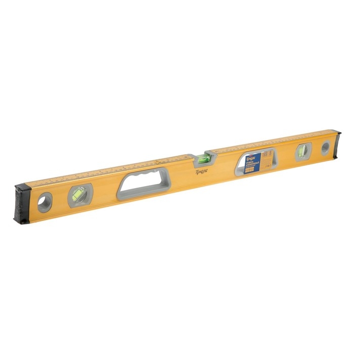 Уровень алюминиевый магнитный ТУНДРА, фрезерованный, эргономичные ручки, 3 глазка, 800 мм