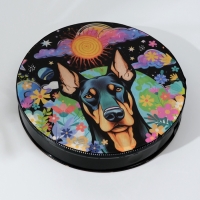 Шаманский бубен "Доберман в цветах" с колотушкой 5х25х25 см Шаманский бубен "Доберман в цветах" с колотушкой 5х25х25 см