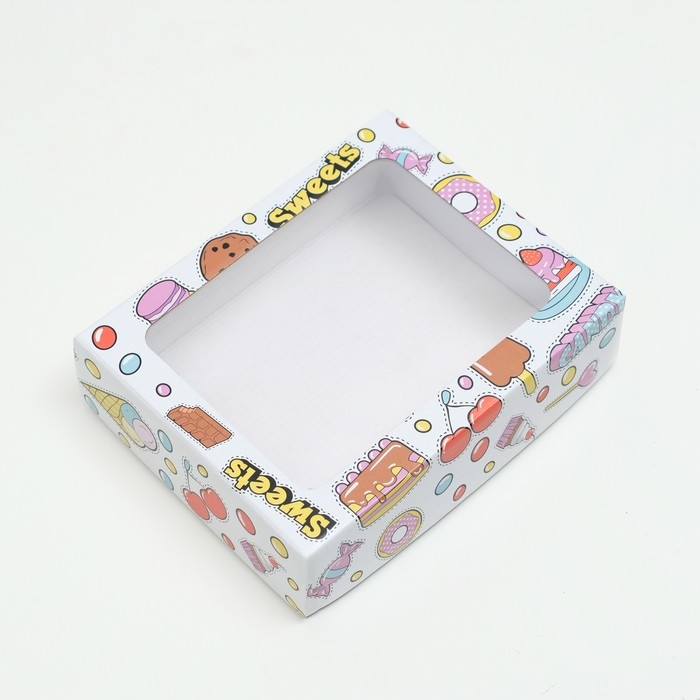 Коробка крышка-дно "SWEET CANDY", с окном, 18 х 15 х 5 см