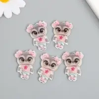 Декор для творчества акрил "Совушка в розовом свитере с сумкой" 2,7х3,7 см