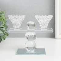 Подсвечник стекло на 2 свечи "Две чаши на пъедестале" прозрачный d=2,3 и 4 см 5,5х15х13 см 970282 Подсвечник стекло на 2 свечи "Две чаши на пъедестале" прозрачный d=2,3 и 4 см 5,5х15х13 см 970282