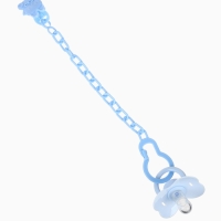 Пустышка классическая, с держателем, +0мес., цвет голубой