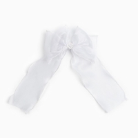 Выпускной. Бант для волос на резинке, белый, 6х25 см, Кошечка Мари