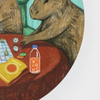 Салфетка кухонная круглая &laquo;Капибары. Настольные игры&raquo;, 2 шт, настольное покрытие, d=36 см