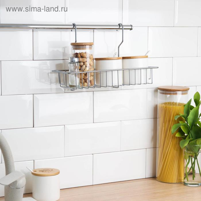 Полка для рейлинга прямоугольная, 1 ярус, 30&times;12&times;20,5 см, d=25 мм, цвет хром