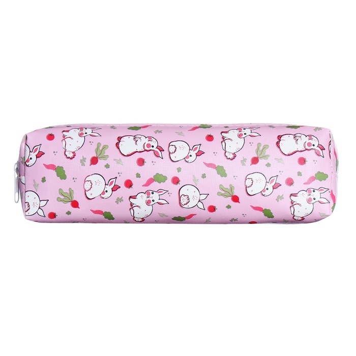 Пенал школьный на молнии Calligrata "Кролики", розовый