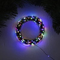 Гирлянда &laquo;Нить&raquo; 50 м роса, IP44, зелёная нить, 500 LED, свечение мульти, 8 режимов, 31 В